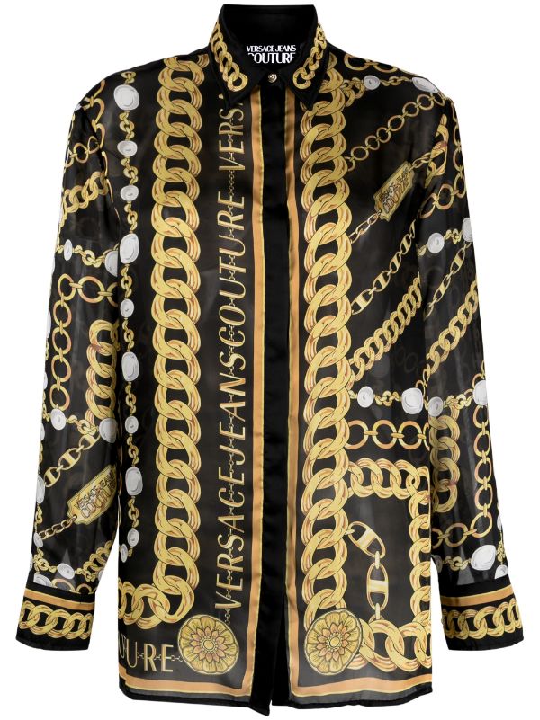 Versace chain-print Fitted Blouse - Farfetch