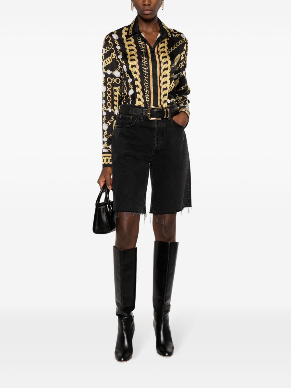 Versace Jeans Couture colour-block chain-link print shirt - Zwart