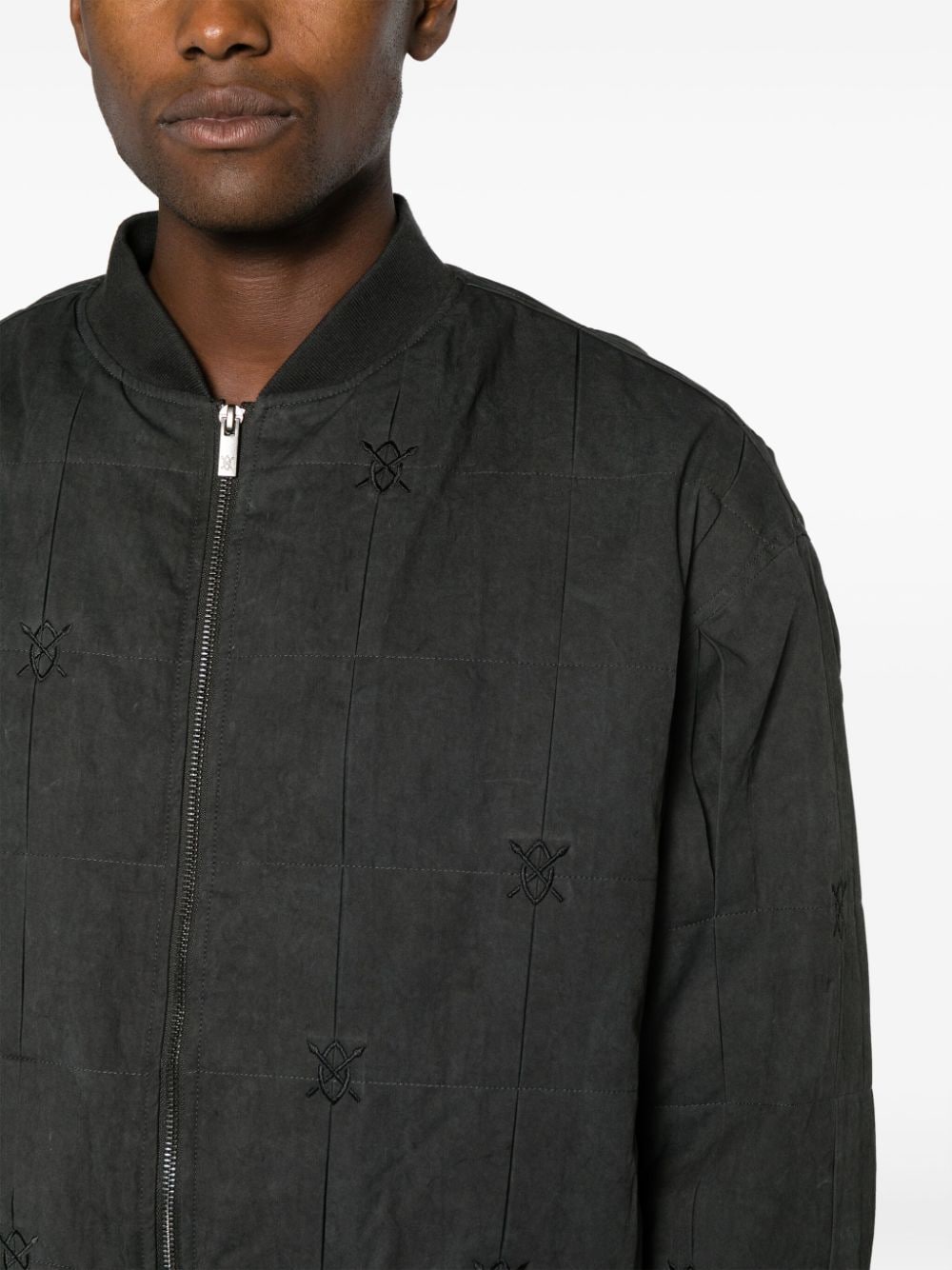 Shop Daily Paper Rasul Logo-embroidered Bomber Jacket In Black