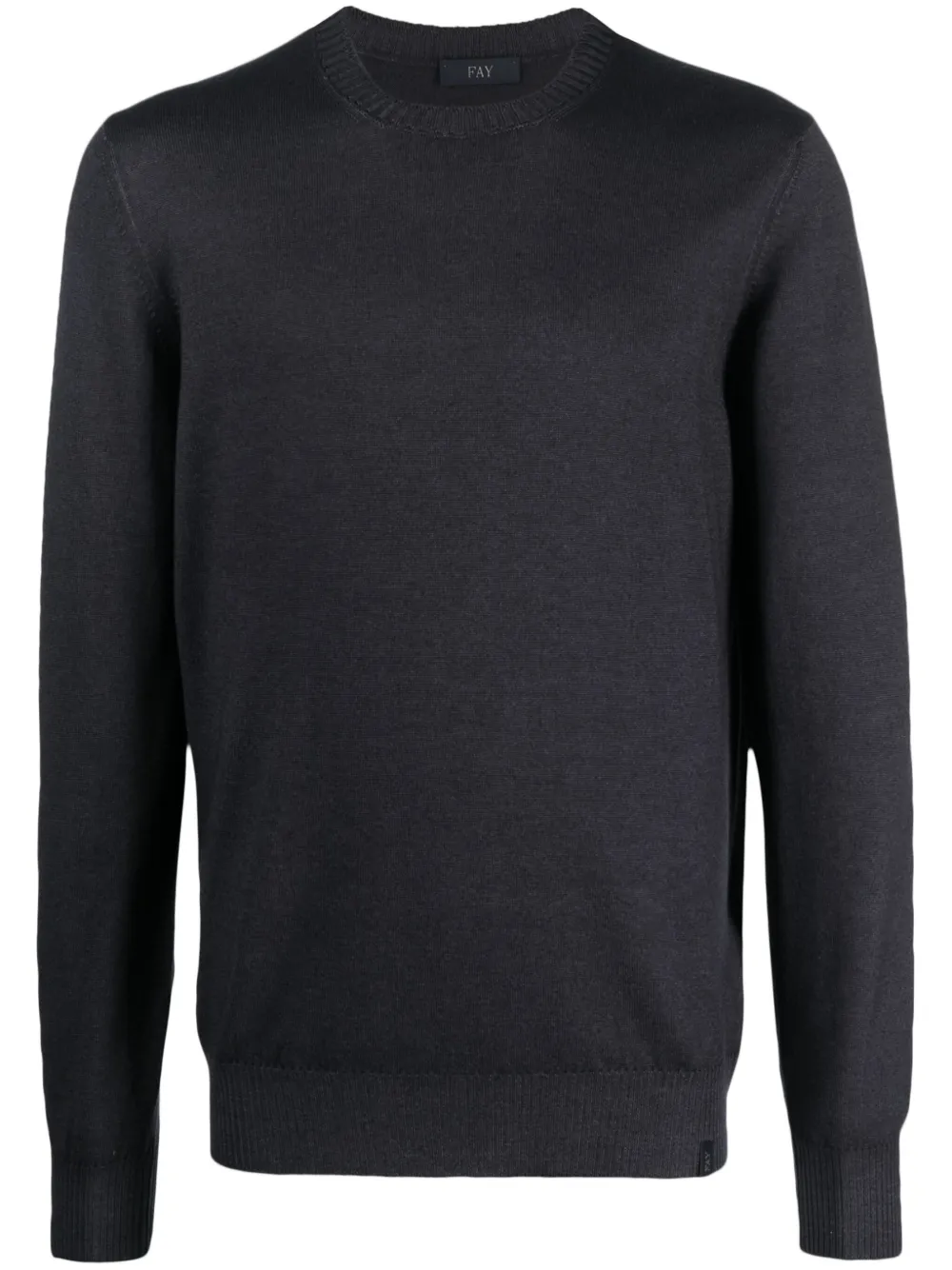 Fay Logo-tag Crew Neck Jumper In Grey