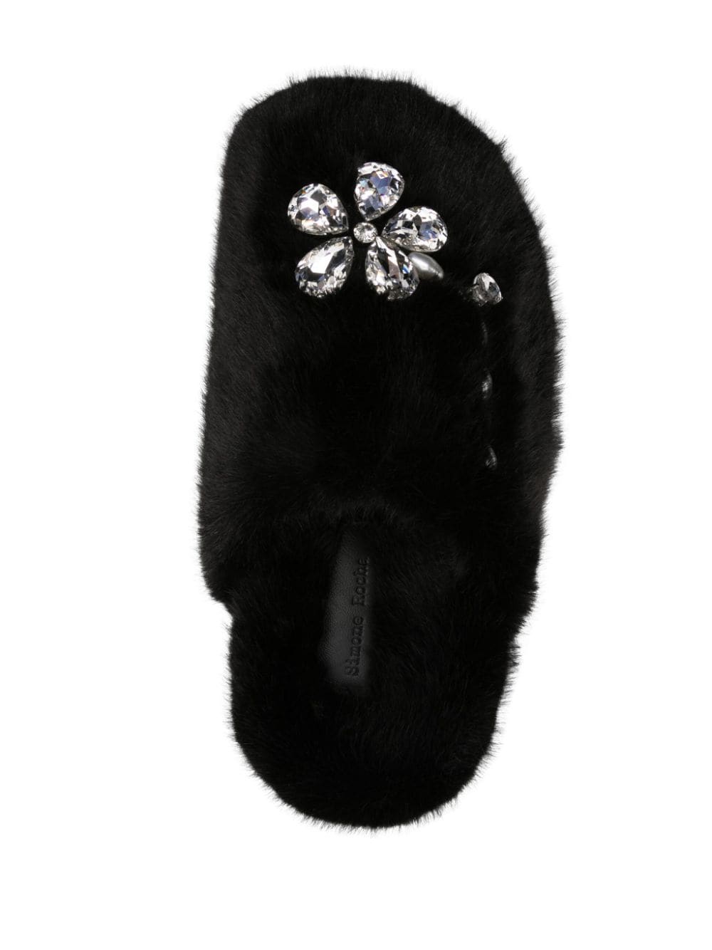 Shop Simone Rocha Embellished Faux-fur Slippers In Black
