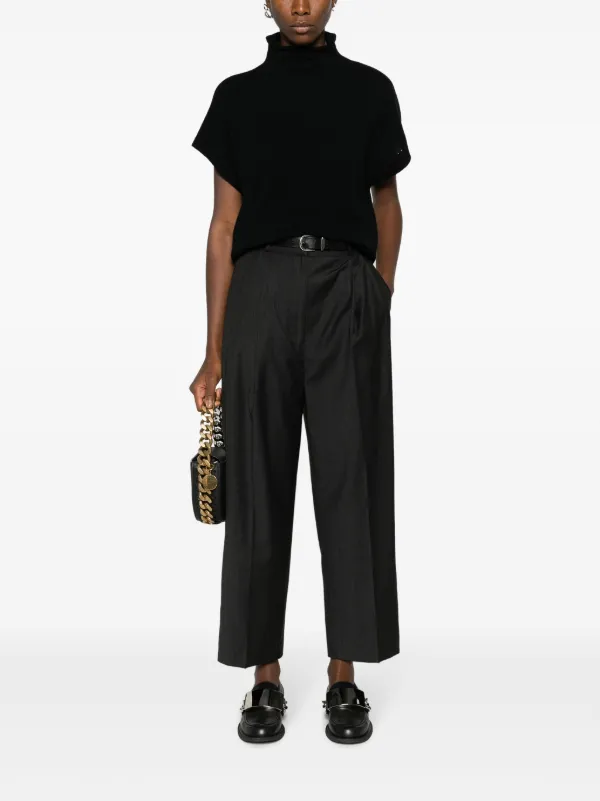 Black cropped smart trousers cheap