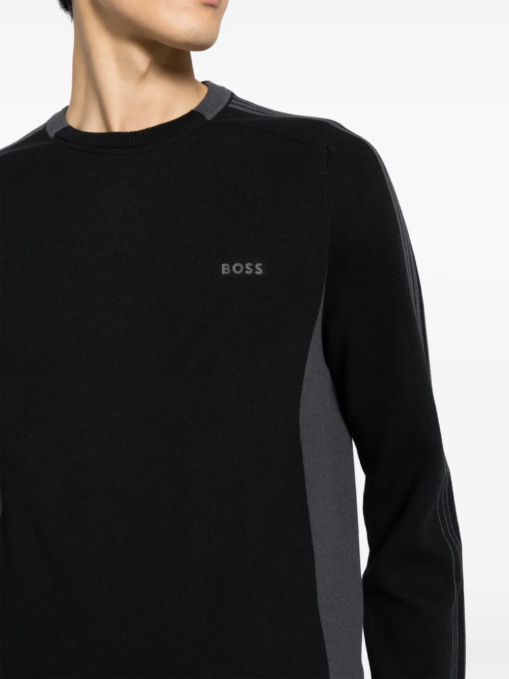 BOSS Trui met colourblocking Zwart