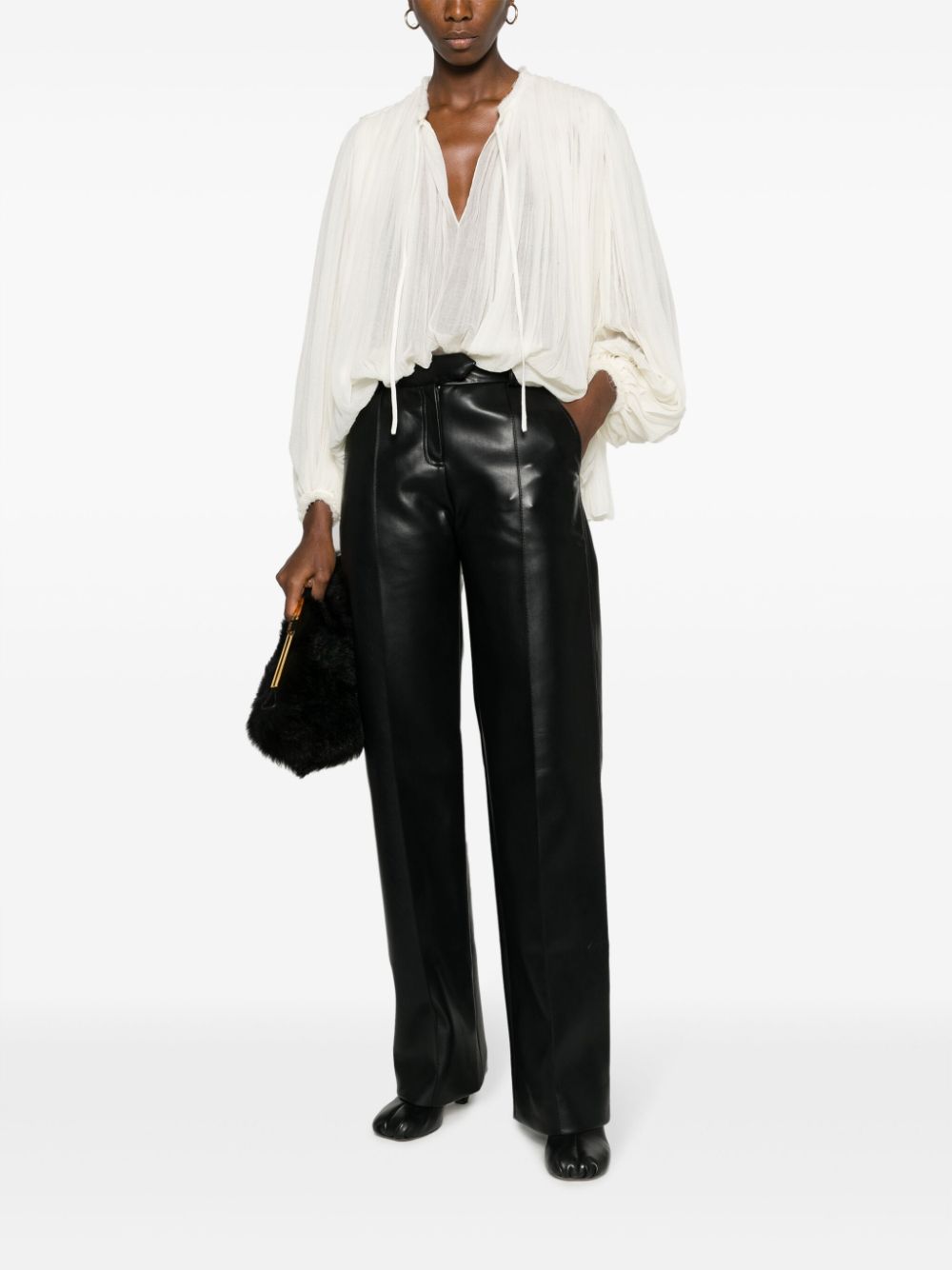 Chloé pleated virgin-wool blouse - Wit