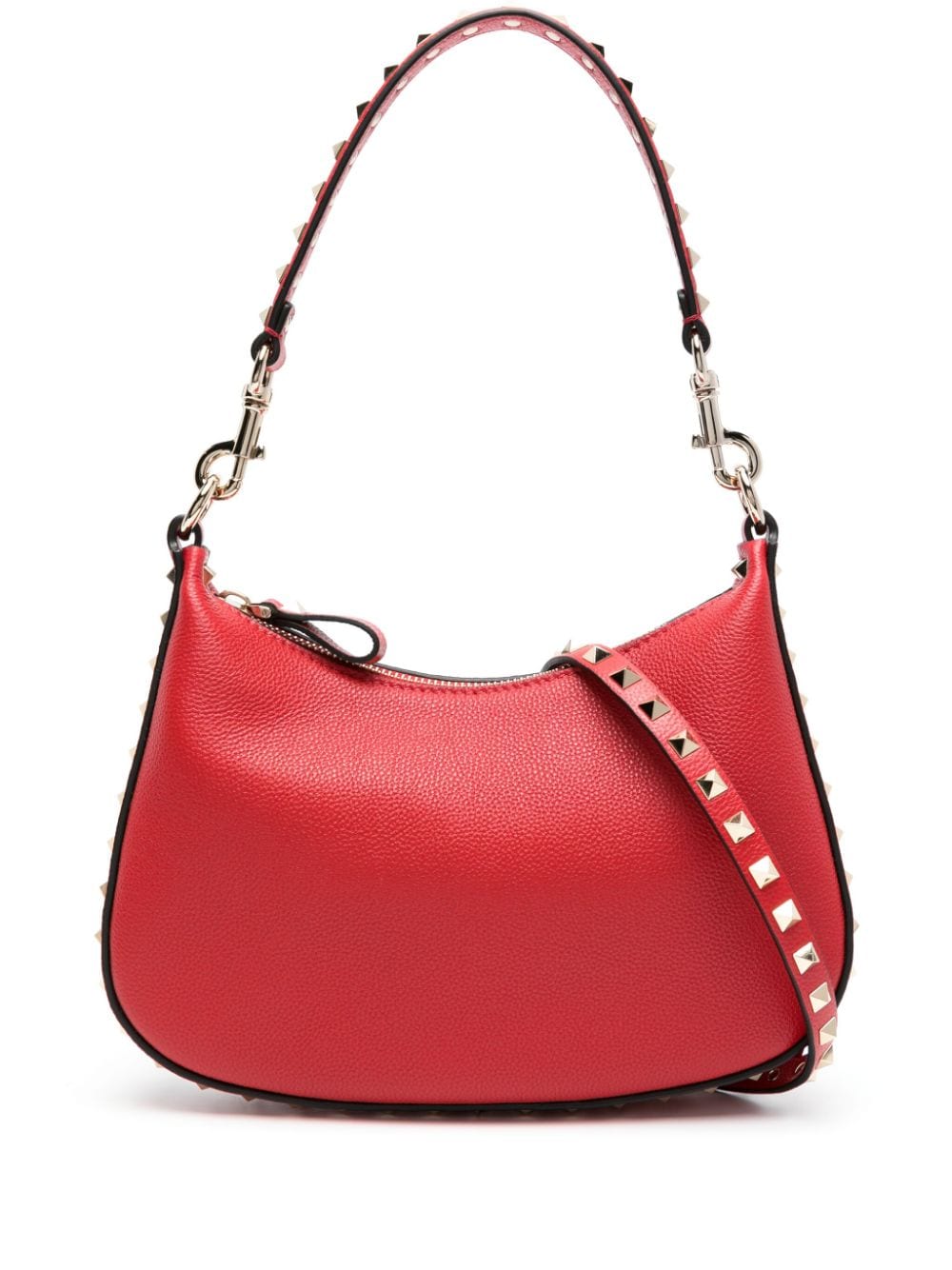 Valentino Garavani Small Rockstud Leather Shoulder Bag In Red