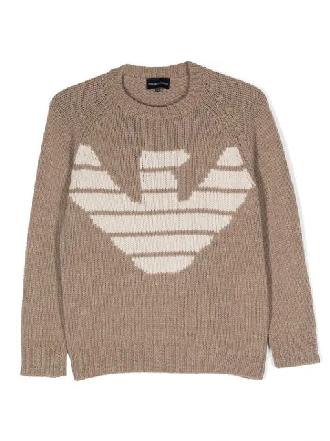 Emporio Armani Kids logo-intarsia crew-neck jumper