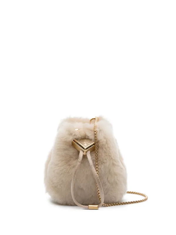 Prada triangle-logo Shearling Bucket Bag - Farfetch