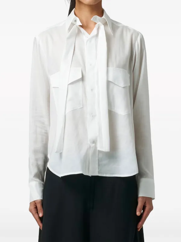 Yohji Yamamoto long-sleeve Tied Cotton Shirt | White | FARFETCH ZA
