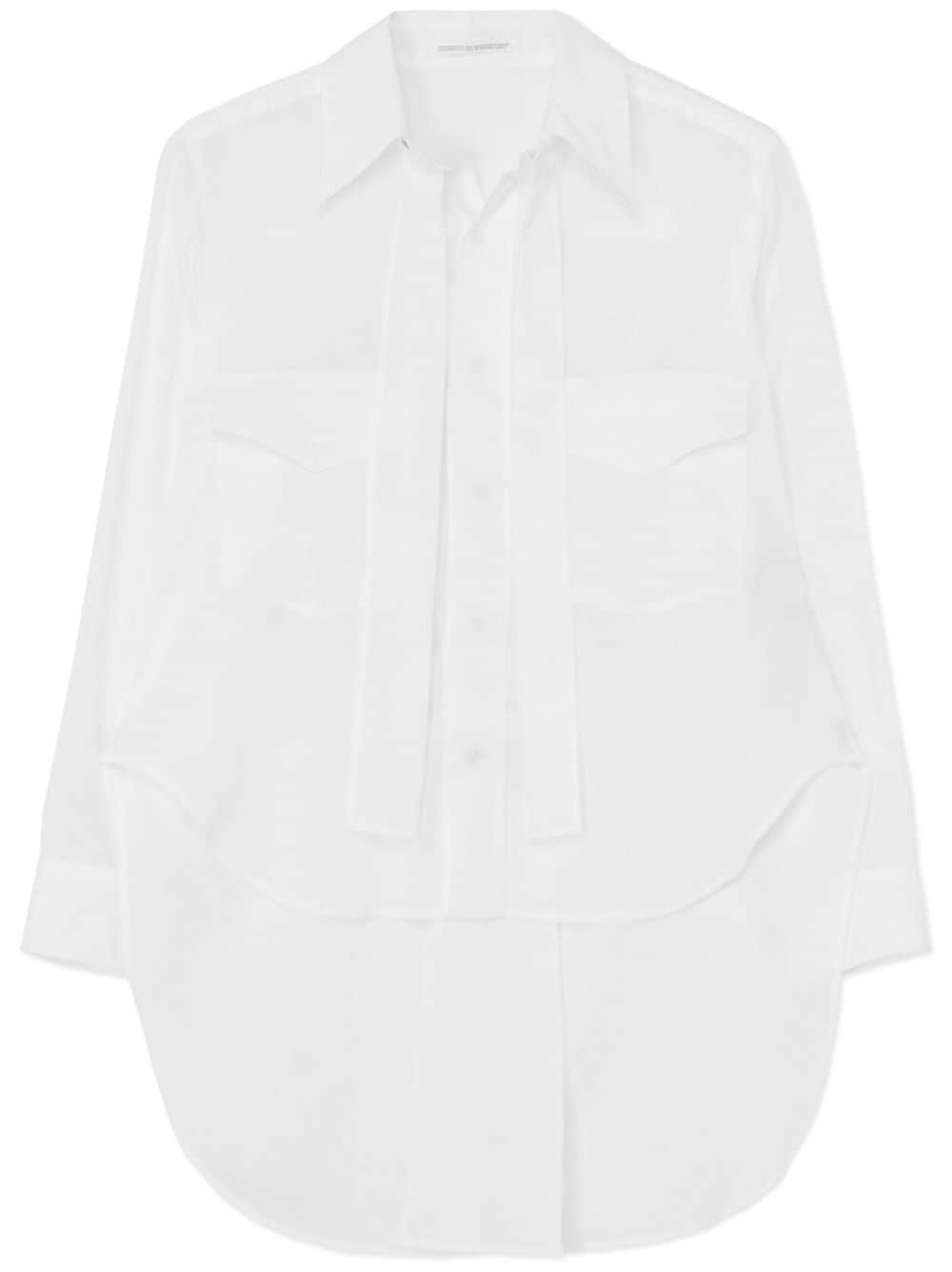 Yohji Yamamoto Long-sleeve Tied Cotton Shirt In White