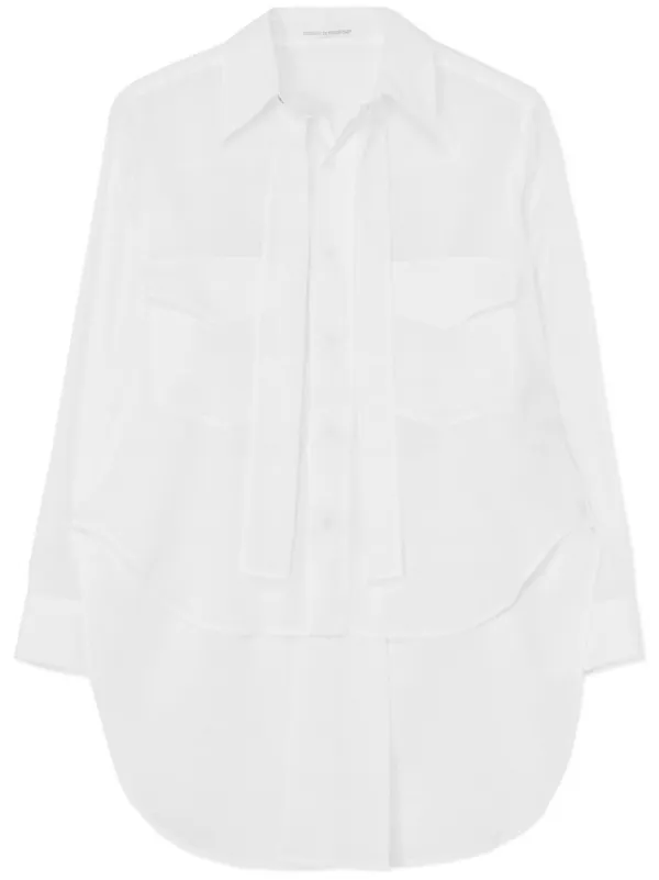 Yohji Yamamoto long-sleeve Tied Cotton Shirt | White | FARFETCH ZA