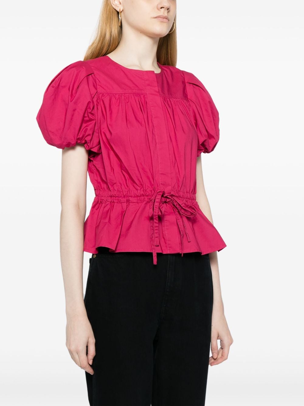 Shop Ulla Johnson Peplum-hem Cotton Blouse In Pink