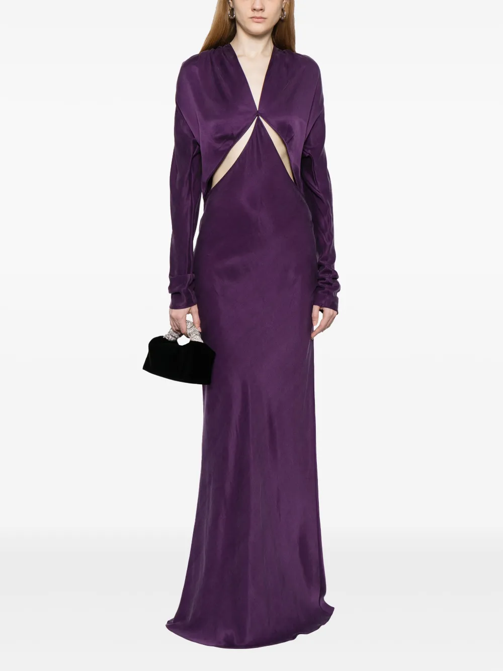 Shop Aleksandre Akhalkatsishvili Cut Out-detail Satin Maxi Dress In Purple