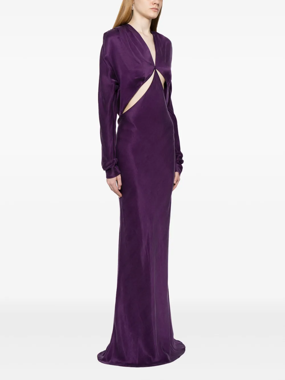 Shop Aleksandre Akhalkatsishvili Cut Out-detail Satin Maxi Dress In Purple