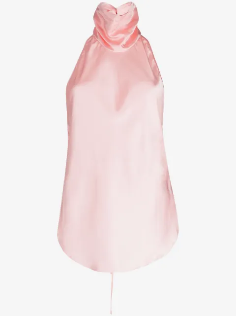Materiel halterneck satin top