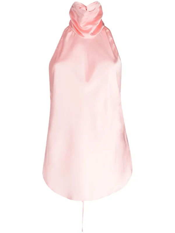 Materiel Halterneck Satin Top Pink FARFETCH NZ