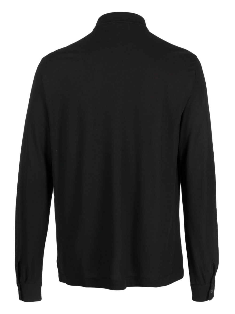 Zanone long-sleeve cotton polo shirt - Zwart