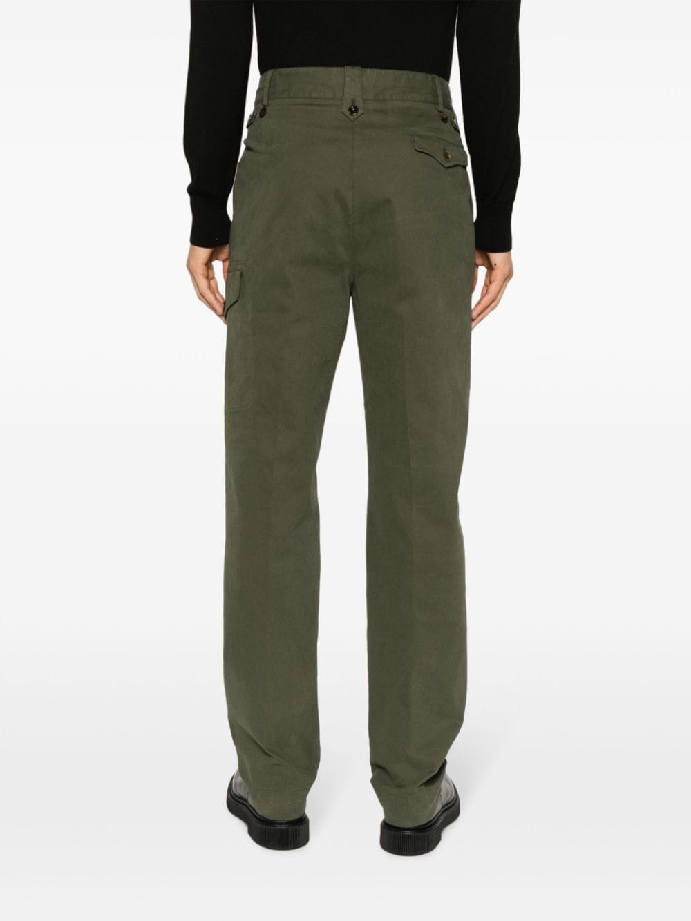 Shop Ralph Lauren Purple Label High-waisted Twill Cargo Trousers In Green