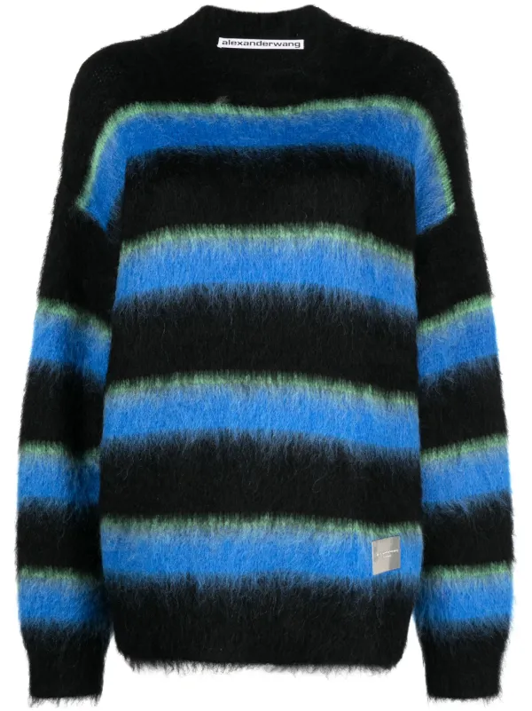 Alexander Wang Striped crew-neck Brushed Jumper - Farfetch