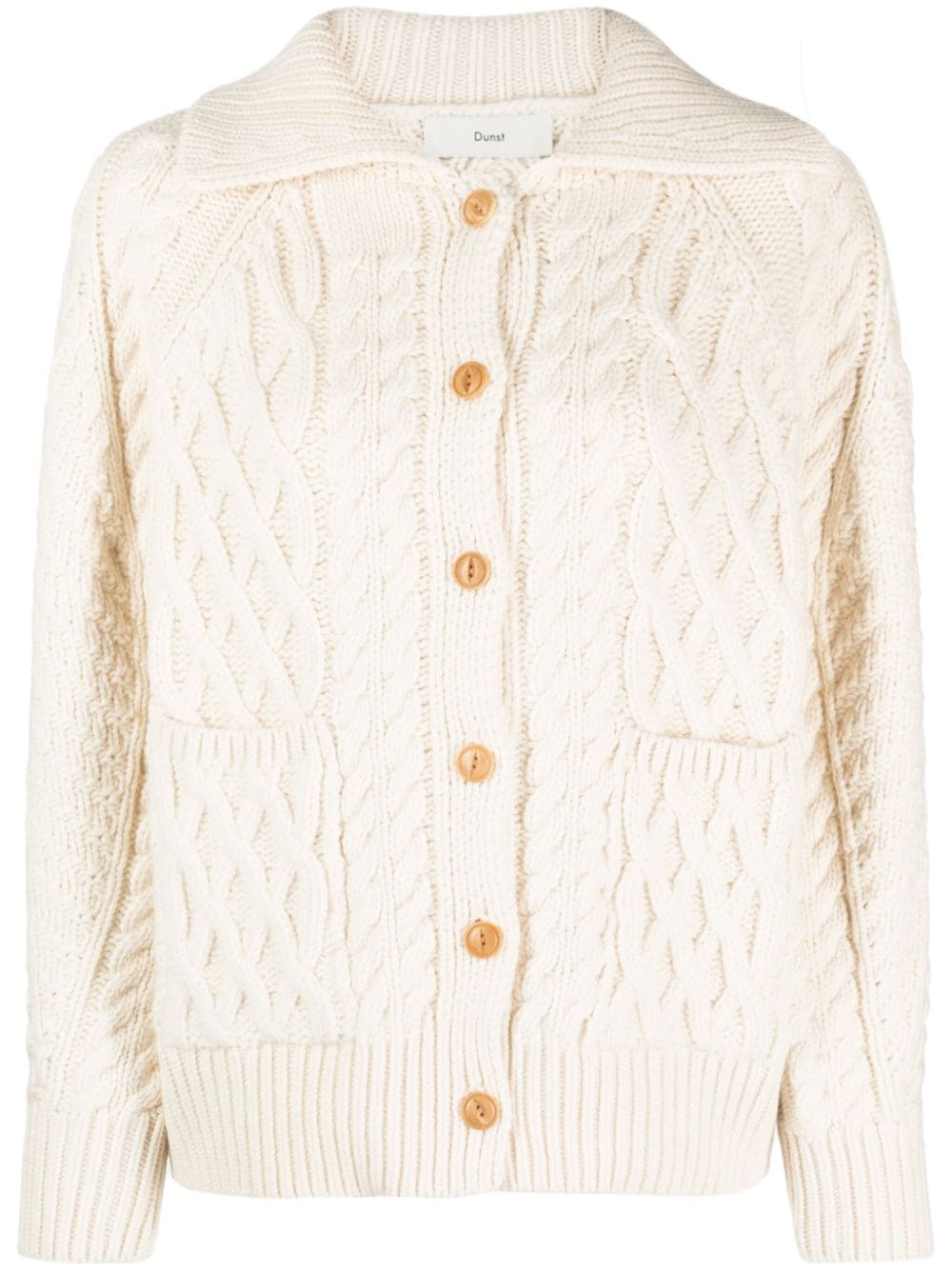 Shop Dunst Cable-knit Button-up Cardigan In Neutrals
