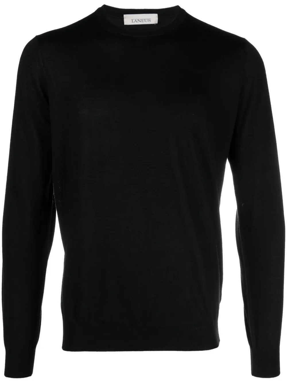 Laneus pull en maille fine à col rond - Noir Top Merken Winkel