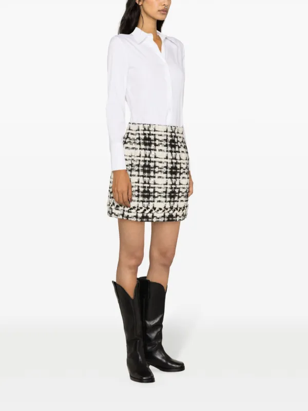 Edward Achour Paris Check Tweed A line Skirt Black FARFETCH CA