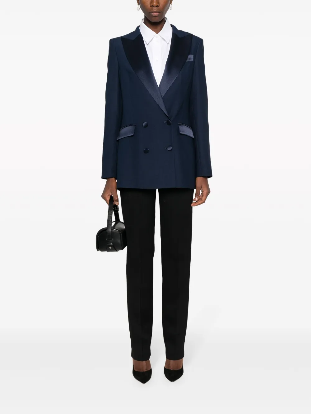 Hebe Studio Bianca satin blazer - Blauw