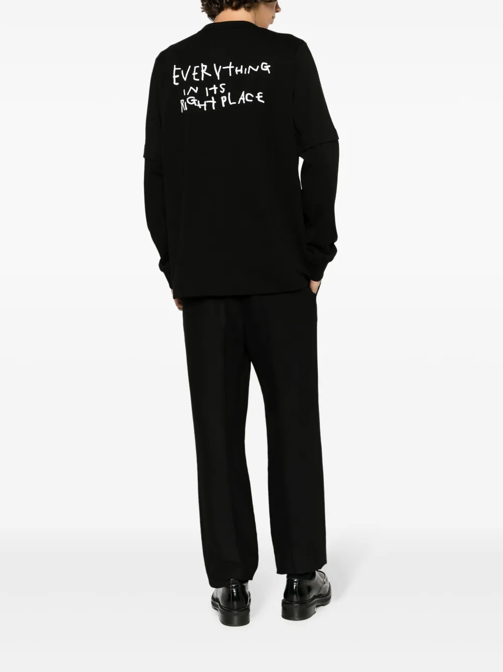 sacai logo-print cotton sweatshirt - Zwart