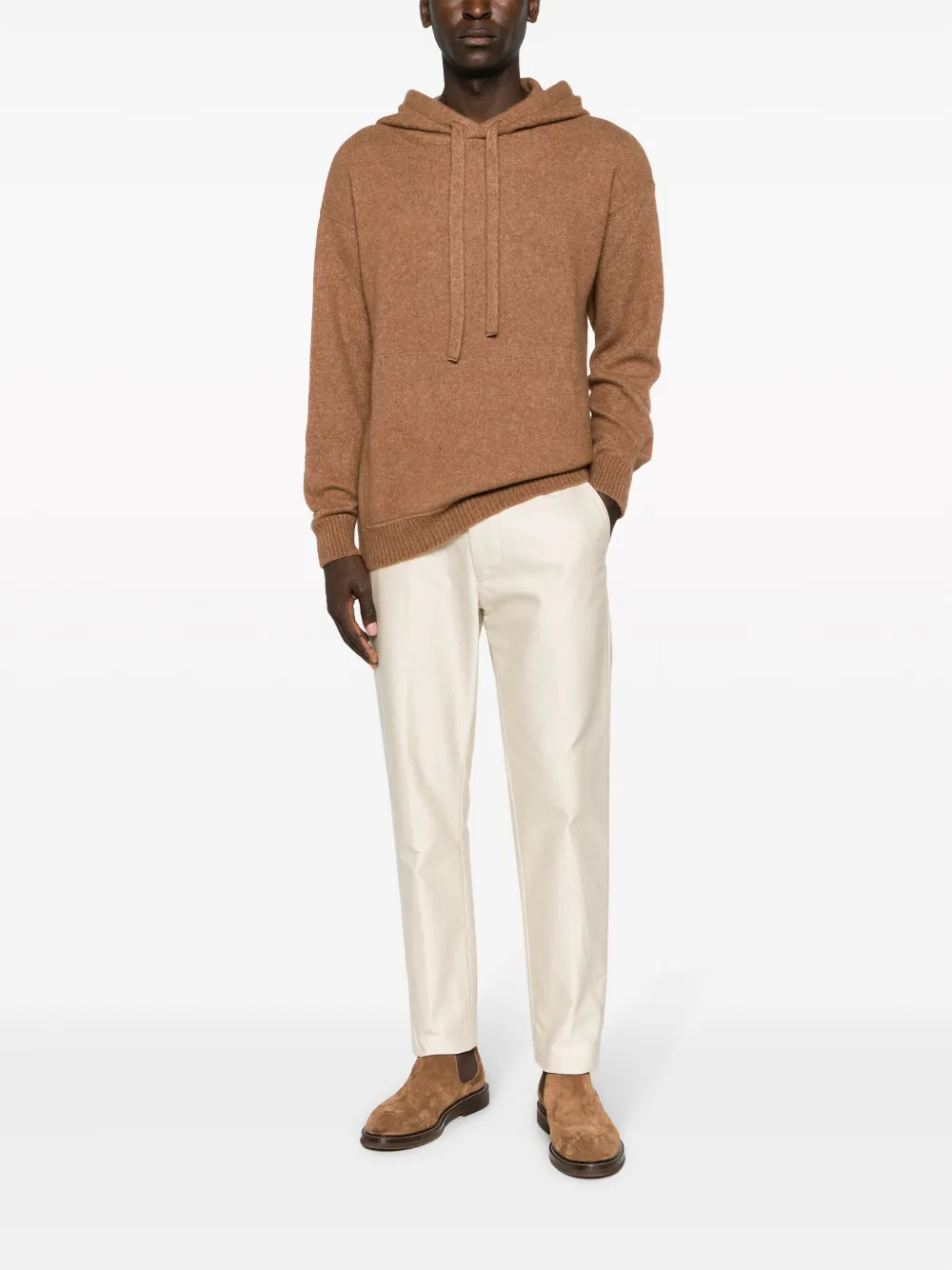 Laneus fine-knit long-sleeved hoodie - Bruin