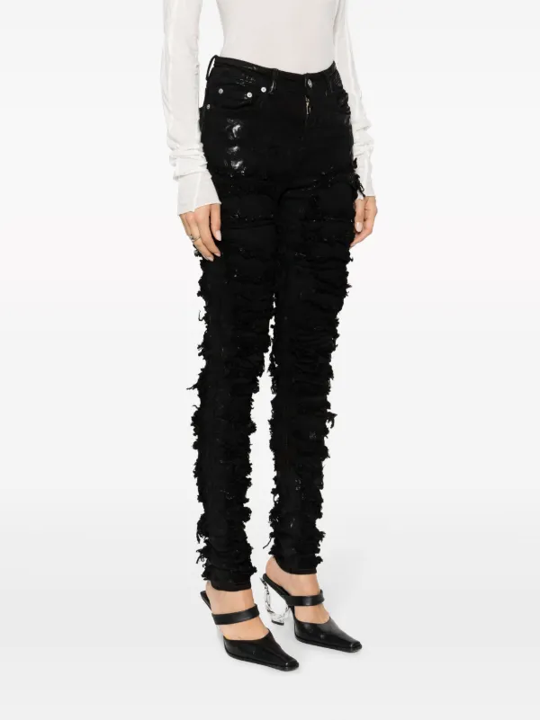 High-rise cotton-blend pants in black - Rick Owens