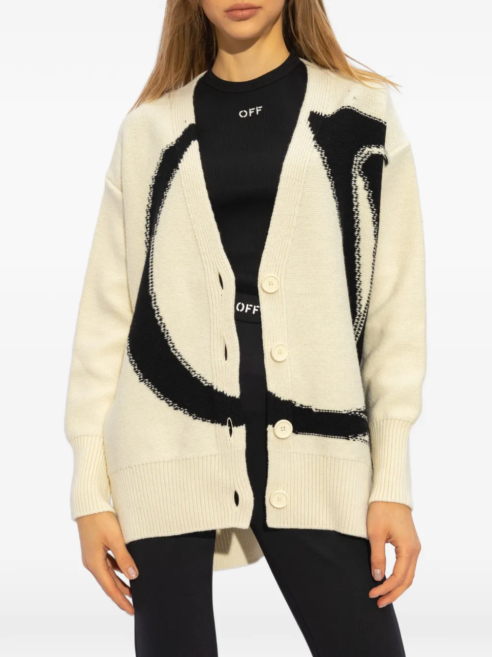  Off-white Cárdigan Ow Maxi Logo - Blanco 