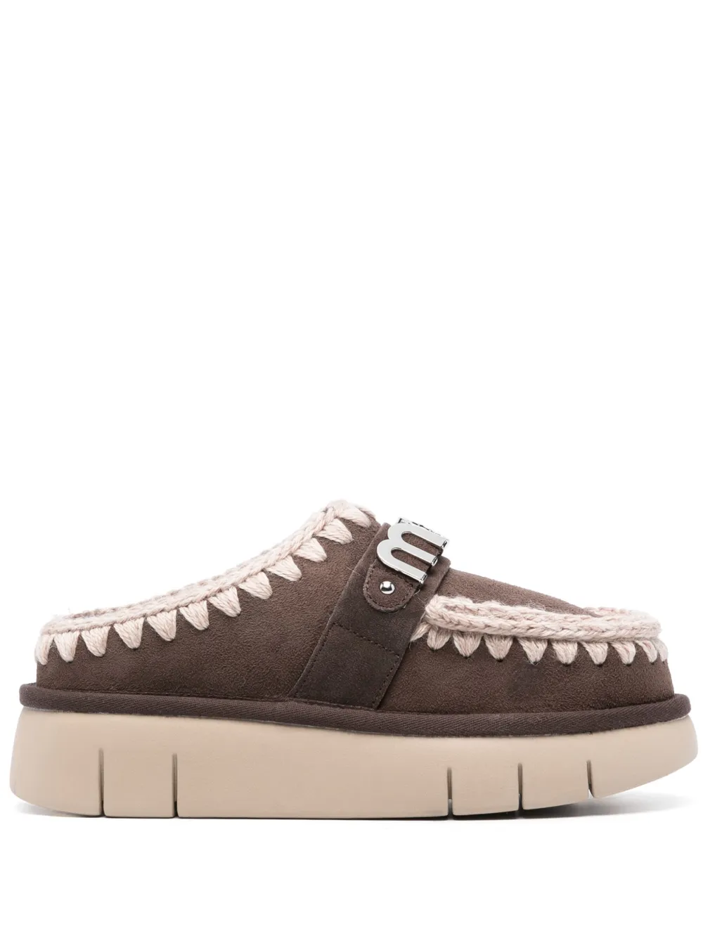Mou 45mm Suede Platform Mules In Brown