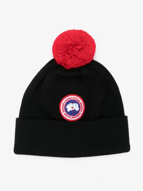 Canada Goose Kids logo-patch pompom wool beanie