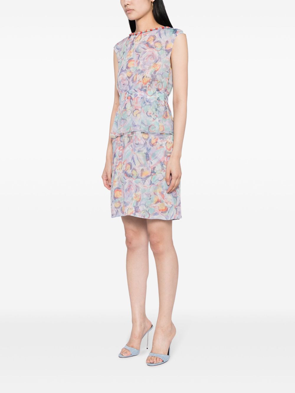 CHANEL 1990s graphic-print silk dress Women