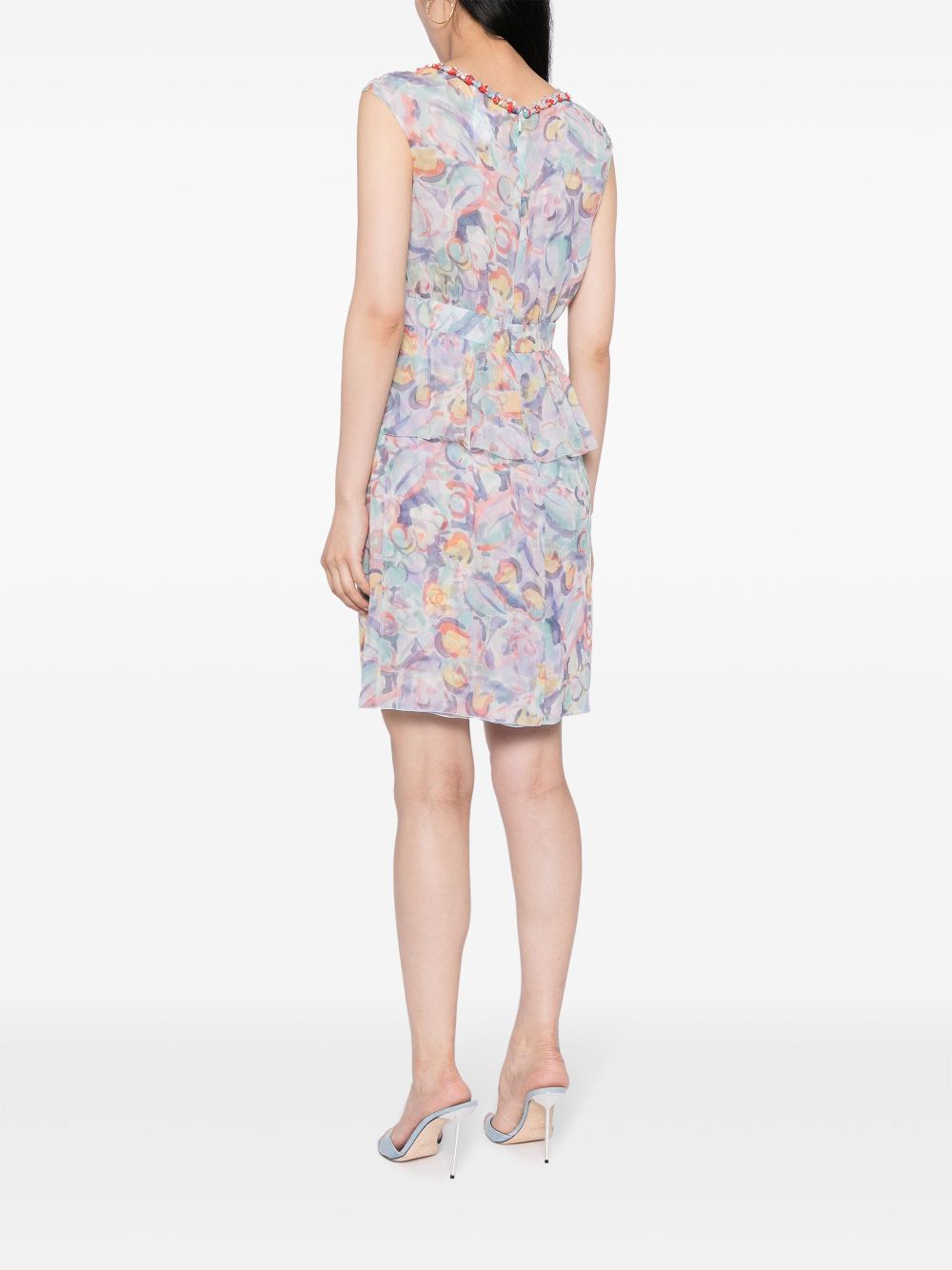 CHANEL 1990s graphic-print silk dress Women