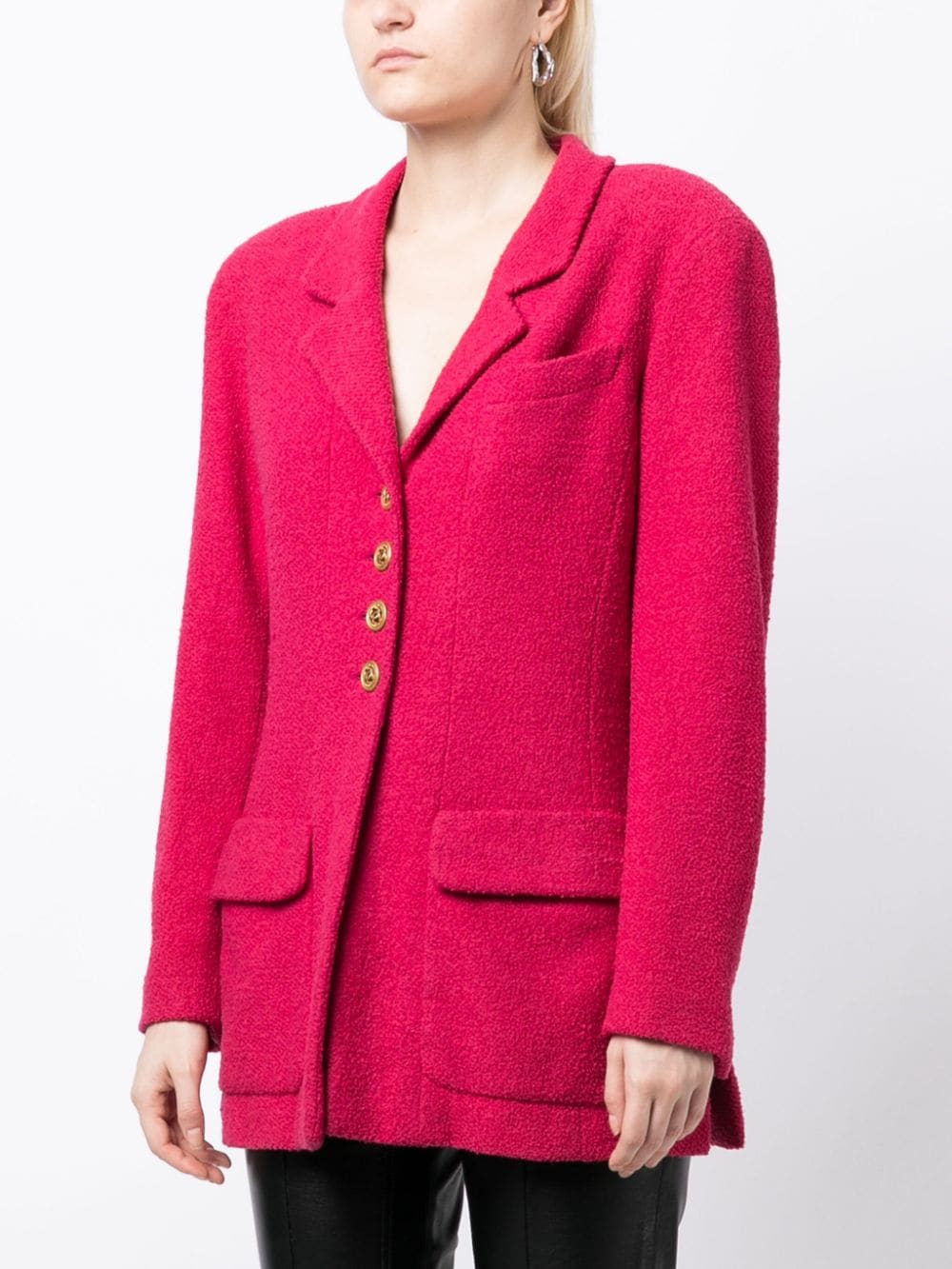 Pre-owned Chanel 1990s Wool Bouclé Blazer In Pink