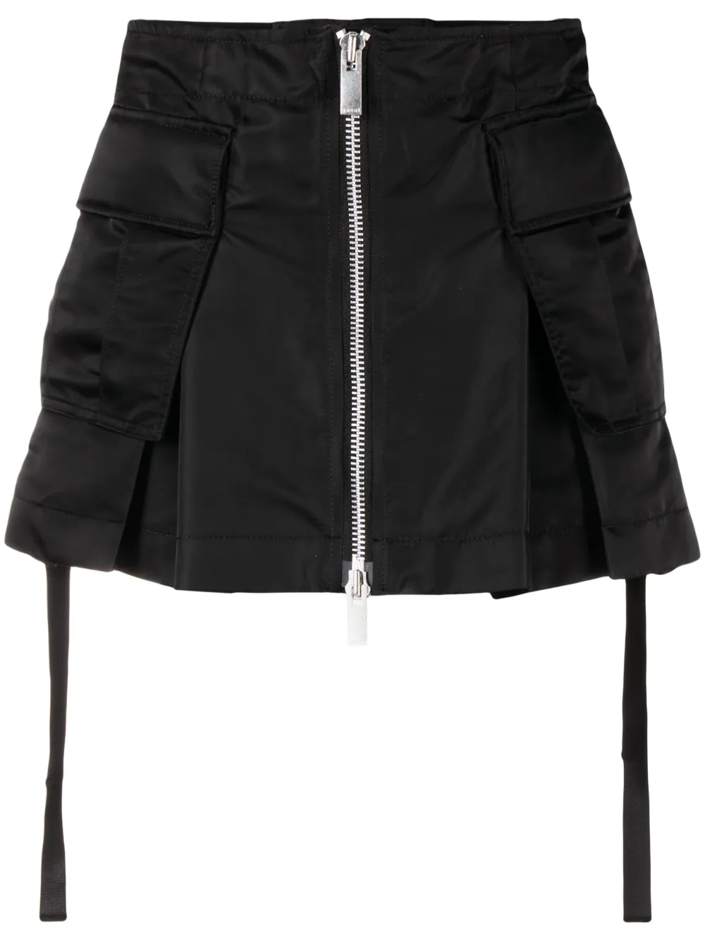 Sacai Womens Black Skirt-overlay Box-pleat Shell Shorts