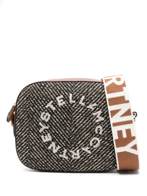 Stella McCartney logo-embroidered herringbone crossbody bag Women