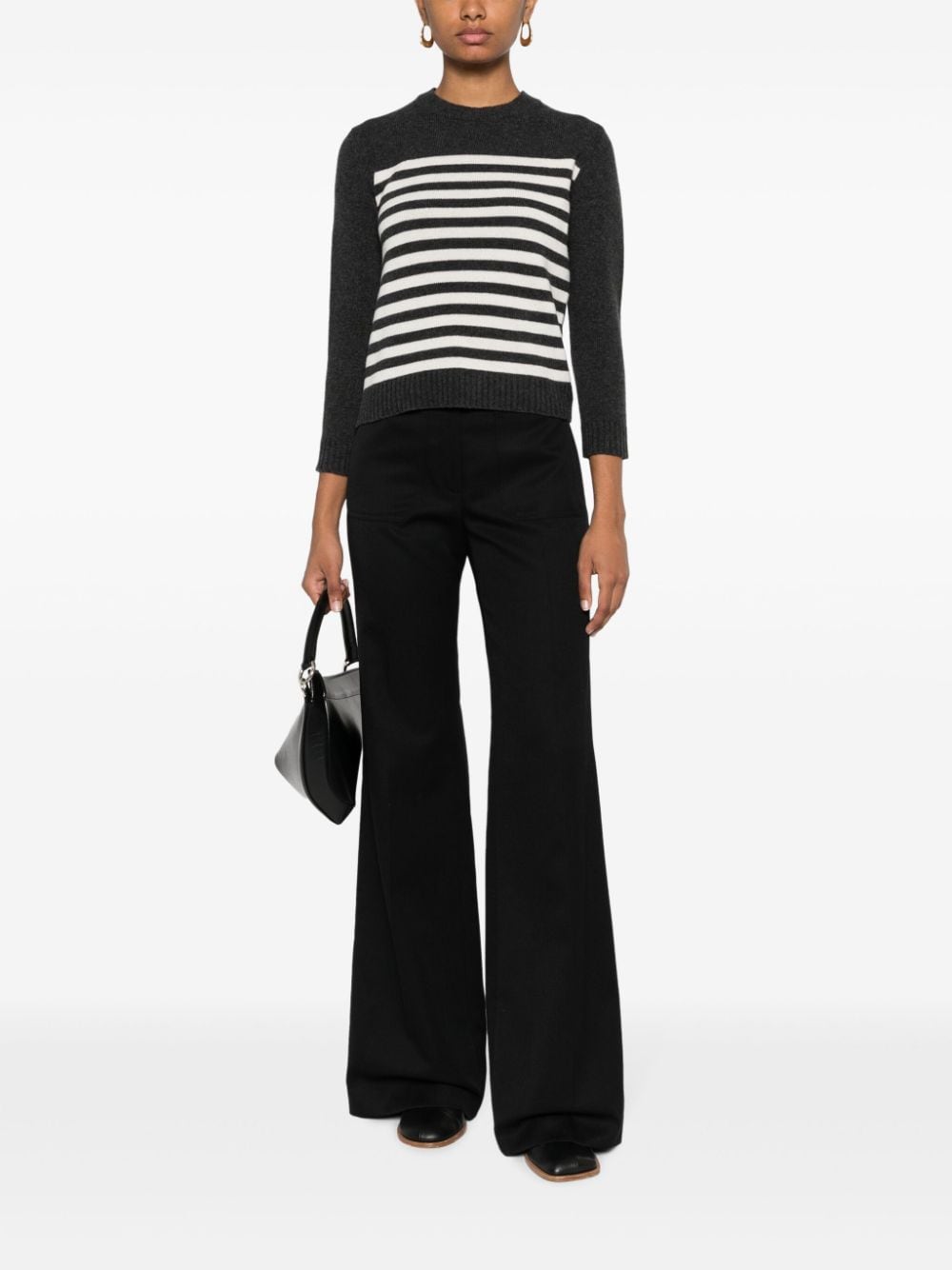 Theory striped wool-blend jumper - Grijs