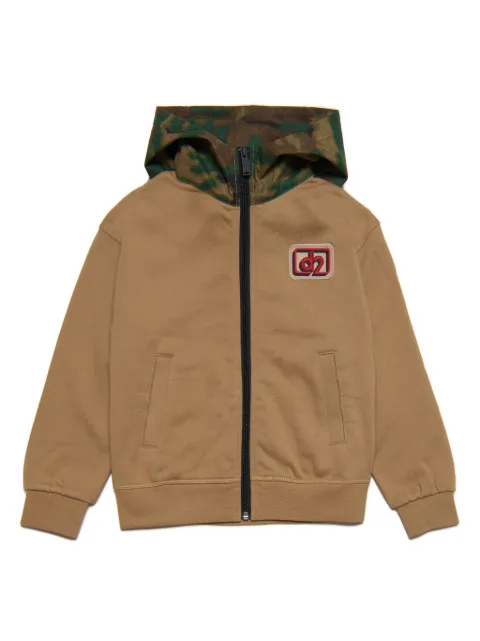 DSQUARED2 KIDS hoodie con cierre y estampado militar 