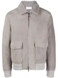 Cruciani shearling-collar nubuck jacket - Grey