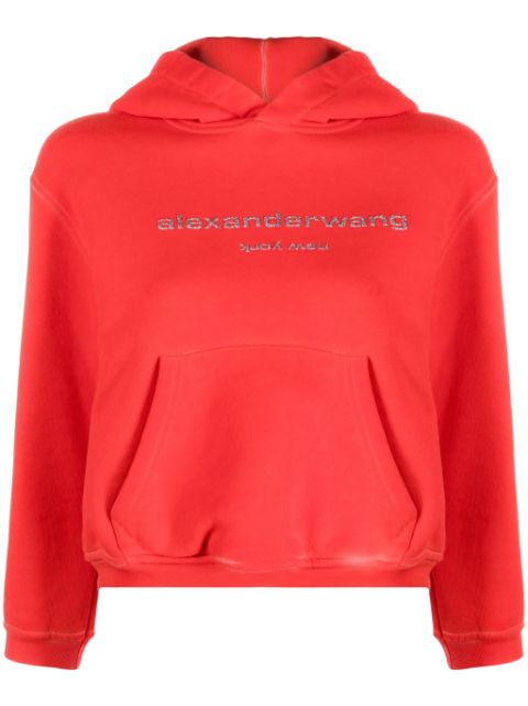 Affordable Alexander Wang glitter logo-print cotton hoodie Women