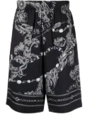 Versace Jeans Couture Barocco-print drop-crotch shorts - Black