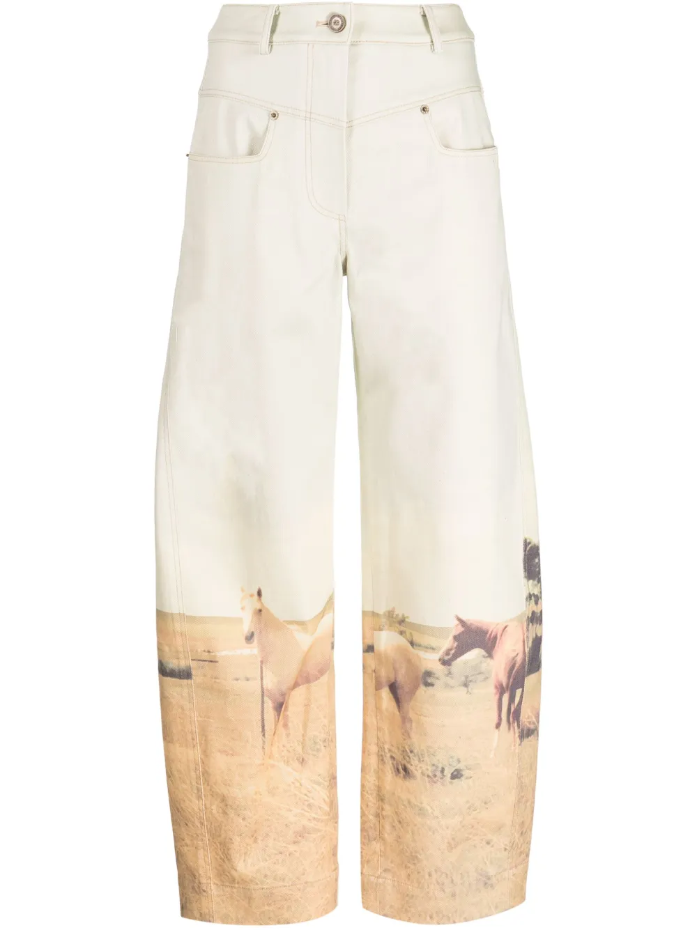 horse-print wide-leg jeans