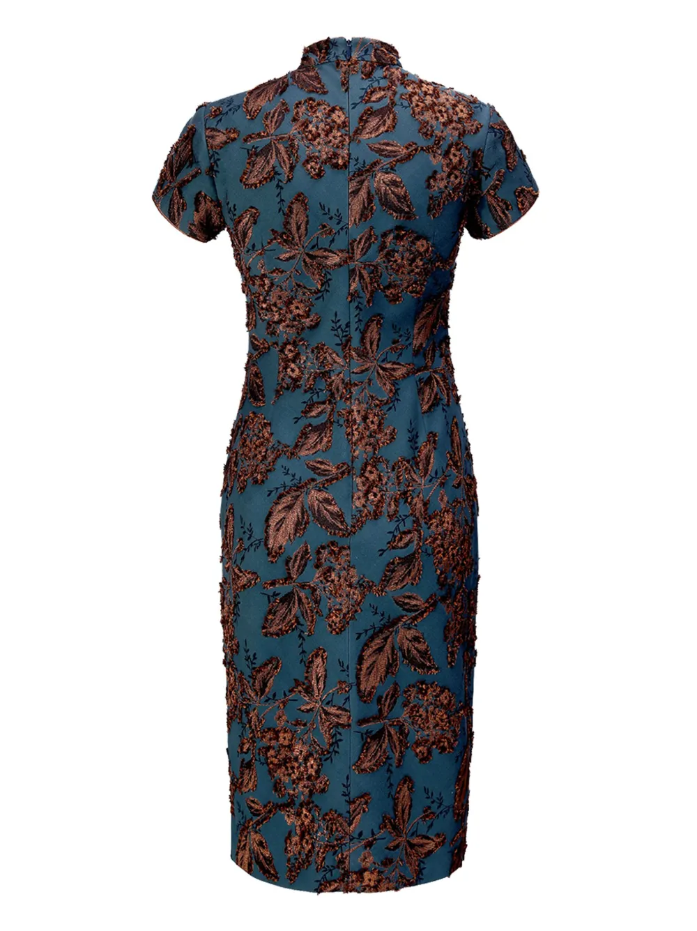 Shanghai Tang Jurk met bloemenjacquard - Blauw