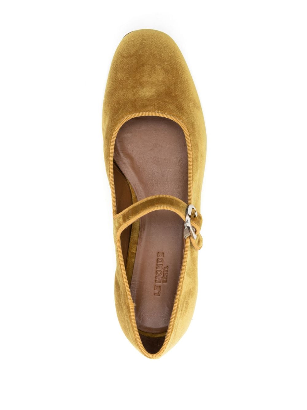 Shop Le Monde Beryl Mary Jane Velvet Ballerina Shoes In Yellow