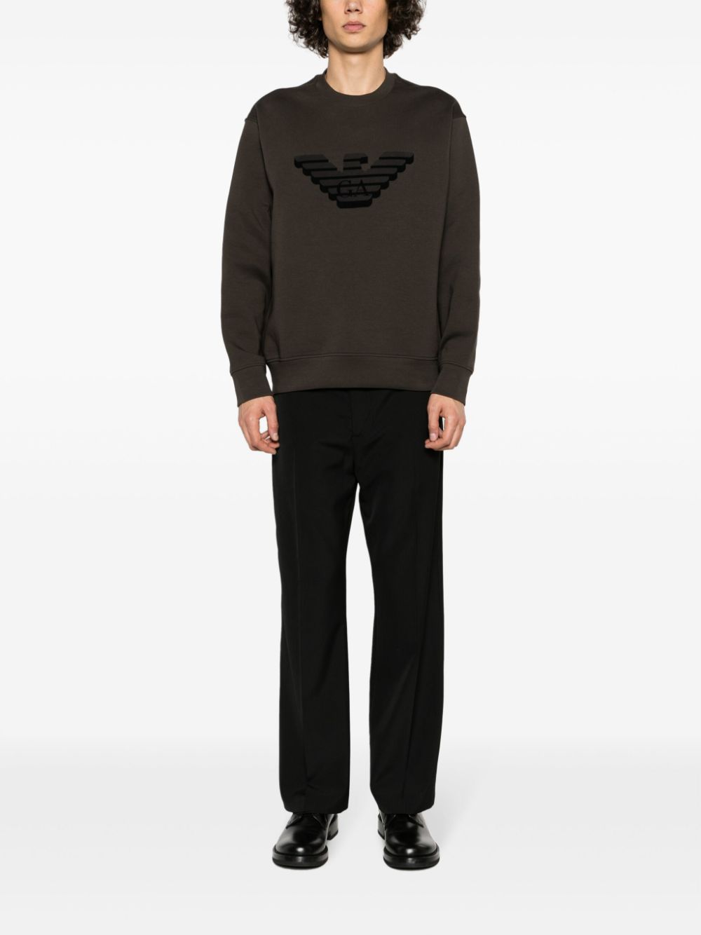 Emporio Armani Eagle-Head print jersey sweatshirt - Groen