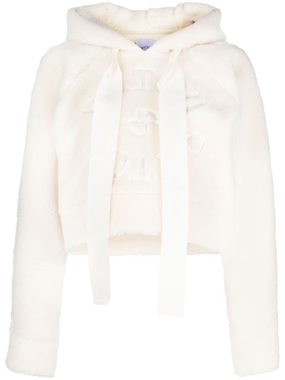 Patou logo-embroidered cropped hoodie - White