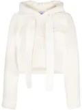 Patou Medallion-embroidered faux-shearling hoodie - White