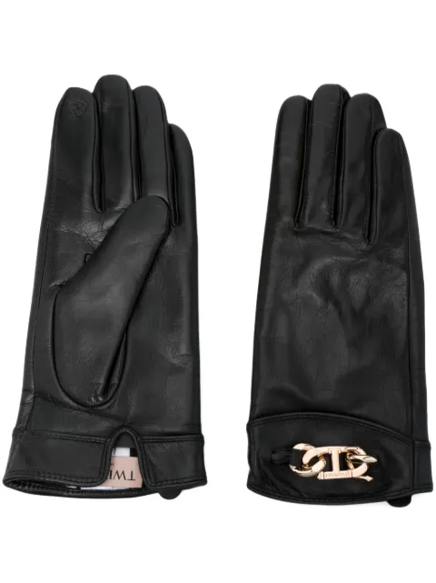 TWINSET Oval T leather gloves
