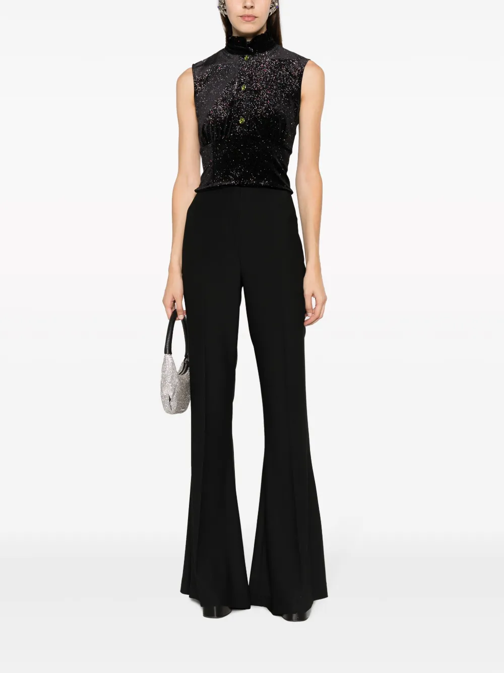 Hebe Studio high-waisted flared trousers - Zwart